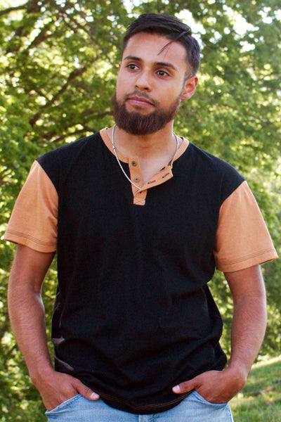 Henley - Black & Camel