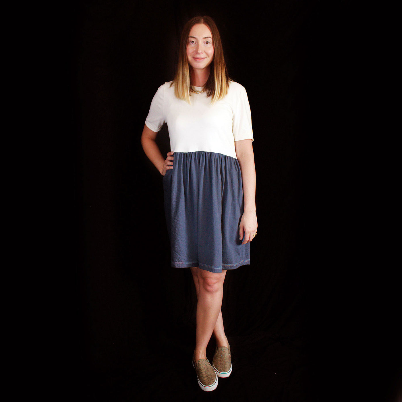 The Tulip Dress - Natural & Washed Blue