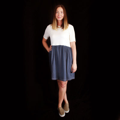 The Tulip Dress - Natural & Washed Blue