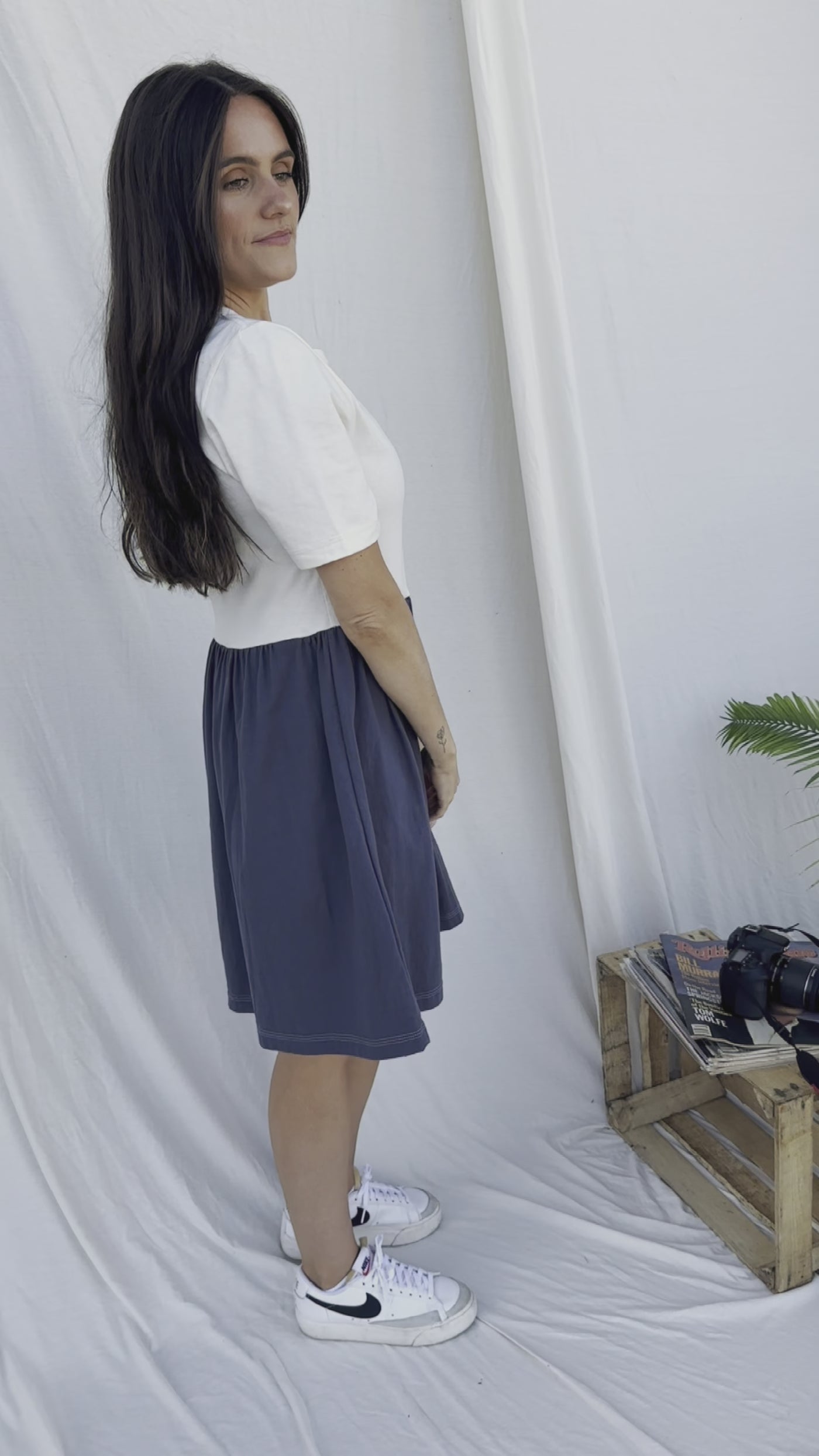 The Tulip Dress - Natural & Washed Blue