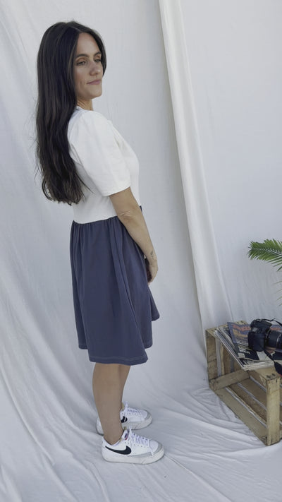 The Tulip Dress - Natural & Washed Blue