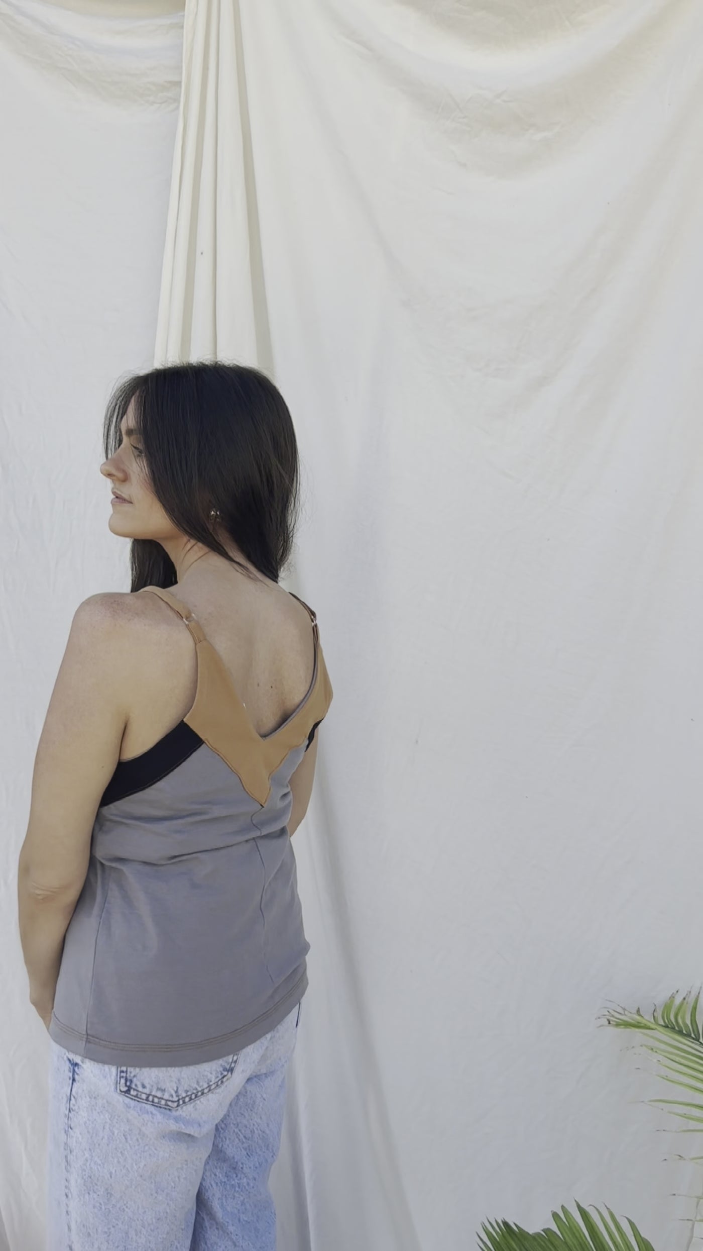 The Sunset Tank - Warm Grey & Camel