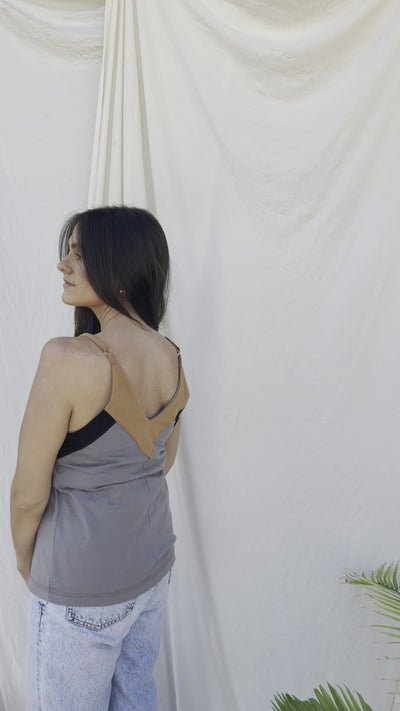The Sunset Tank - Warm Grey & Camel